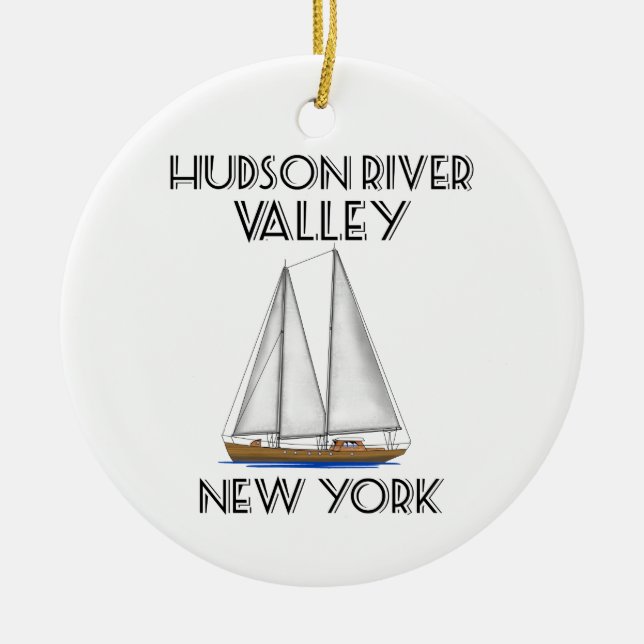 Sailing Hudson River New York Julgransprydnad Keramik (Framsidan)