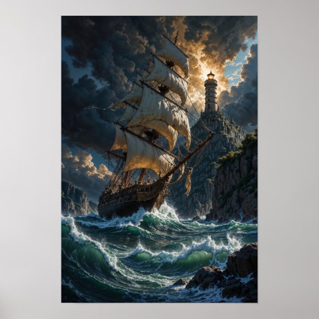 Sailing into Storms Fantasy Poster (Framsidan)