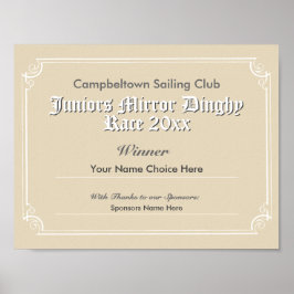 Sailing Klubb Competition Winner’s Certificate Poster