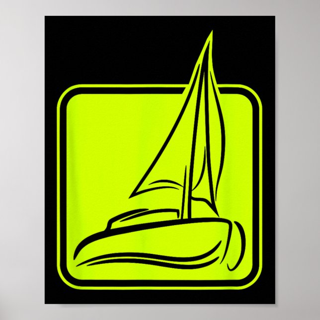 Sailing Logo Symbol Square Sailboat Ship Captain C Poster (Framsidan)