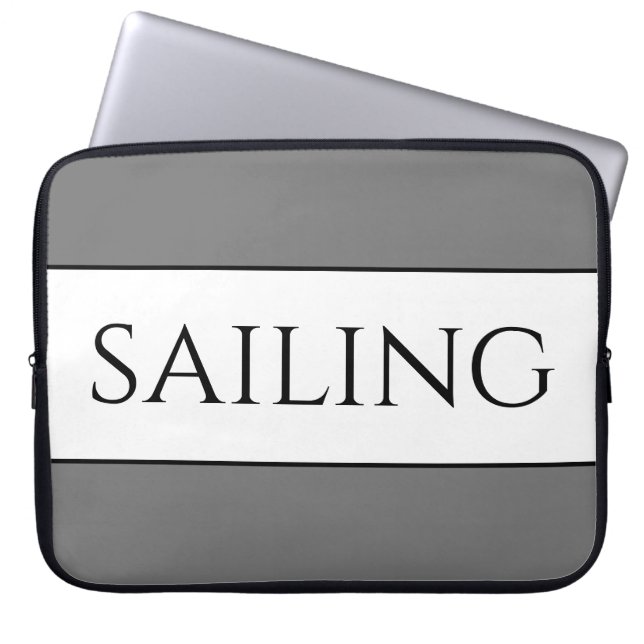 SAILING Modern Sporty Grått White Summer Rand Laptop Fodral (Framsidan)