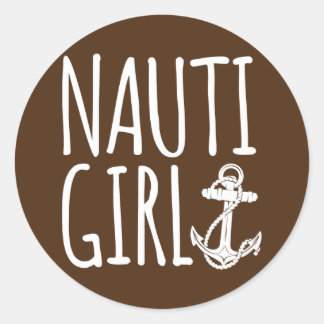 Sailing Nauti Girl Boating  Runt Klistermärke
