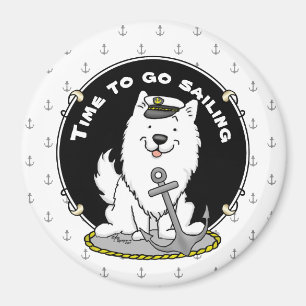 Sailing Nautical American Eskimo Hund Cute Eskie Magnet
