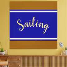 SAILING Roligt Navy Blue White Brown Tävla Rand