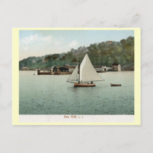 Sailing, Sea Cliff, Long Island, NY 1907 Vintage Vykort