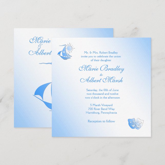 Sailing Theater Wedding-inbjudan Inbjudningar (Fram/baksida)