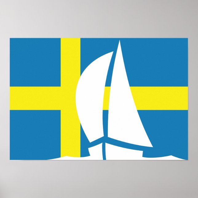 Sailing Yacht Sverige Nautical Flagga Poster (Framsidan)