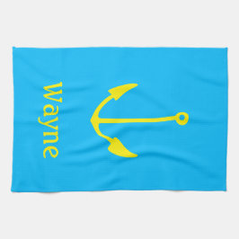 Sailor Anchor Blue Boat (Namn) Gult Kökshandduk