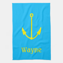 Sailor Anchor Blue Boat (Namn) Gult Kökshandduk