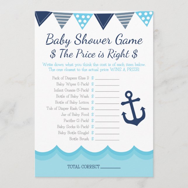 Sailor Baby Shower - Pris är Höger Game Program (Framsida)