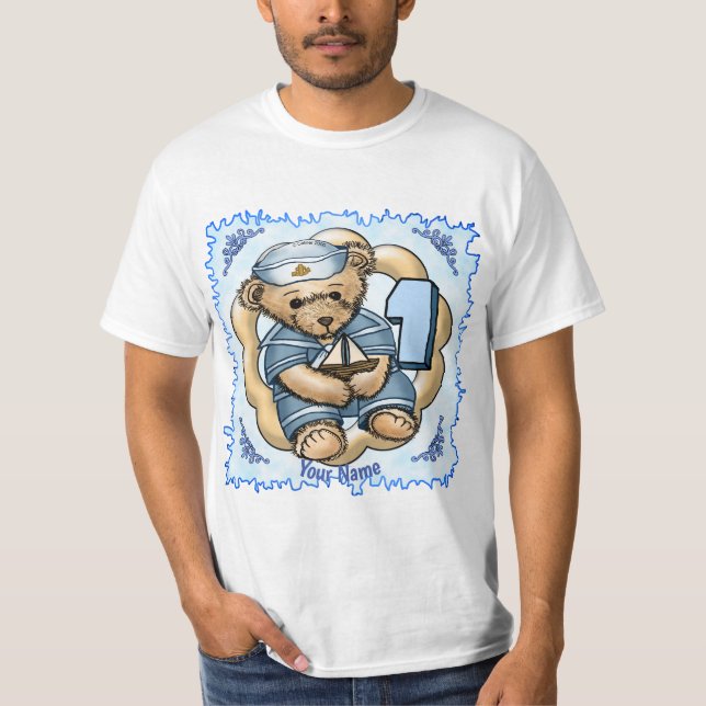 Sailor Bear 1-årig födelsedagskalv T Shirt (Framsida)