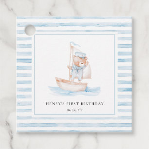 Sailor Bear Blue Rand Birthday Gåvor Etiketter
