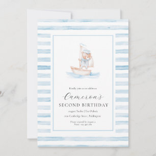 Sailor Bear Blue Rand Birthday Inbjudningar