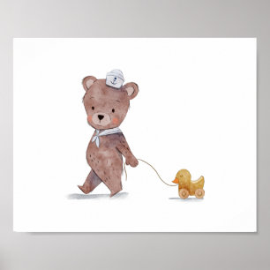 Sailor Bear Nursery Room Wall Art Poster