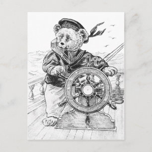 Sailor Bear Sam Steering Frakt till havs Vykort