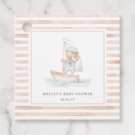 Sailor Bear Tan Rand Baby Shower Gåvor Etiketter