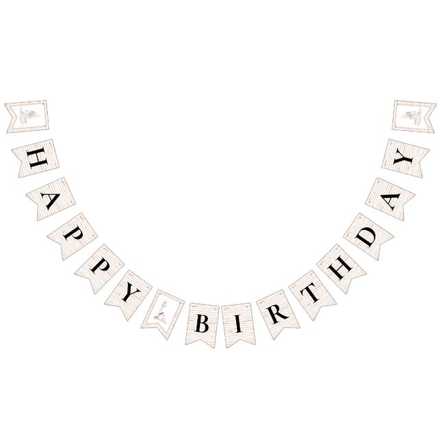 Sailor Bear Tan Rand Birthday Bunting Flaggor (Alla)