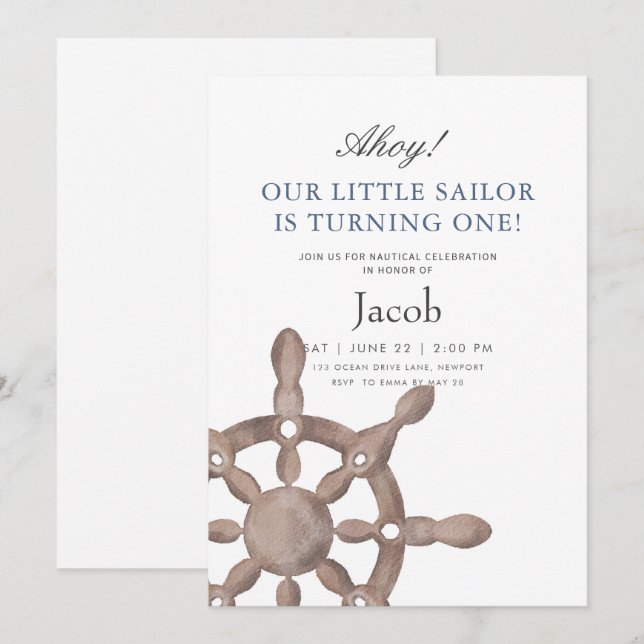 Sailor Birthday-inbjudan Inbjudningar (Fram/baksida)