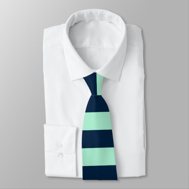 Sailor Blue- och Mint-Vågrät Rand Slips (Bunden)