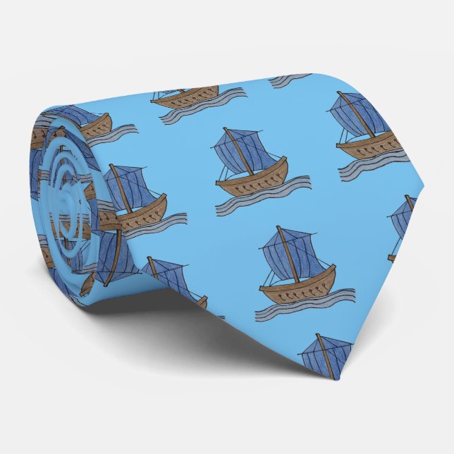 Sailor! Blue Sailing Ship Necktie Slips (Rullad)