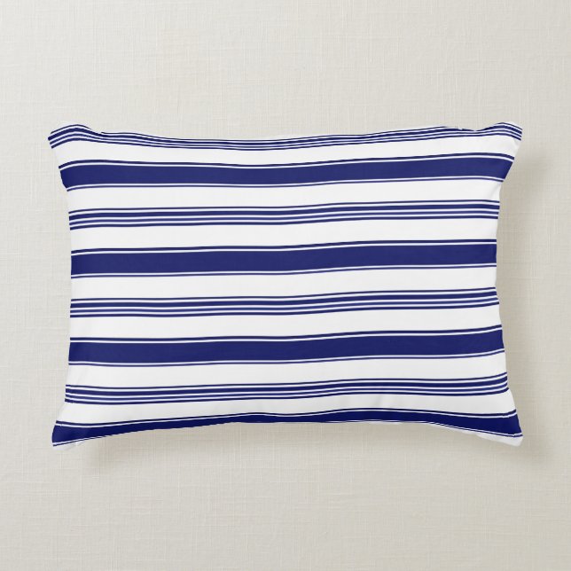 Sailor Blue Vågrät Rand Prydnadskudde (Framsidan)