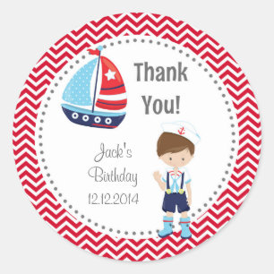 Sailor Boy Birthday Stickers Runt Klistermärke