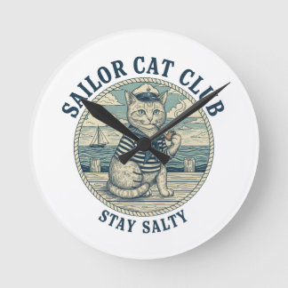 Sailor Cat Club Rund Klocka