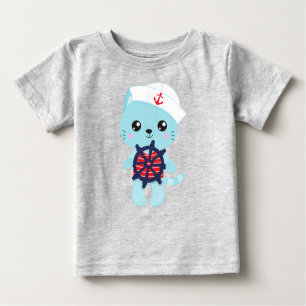 Sailor Cat, Sailor Hat, båtkapten, Cute Cat T Shirt