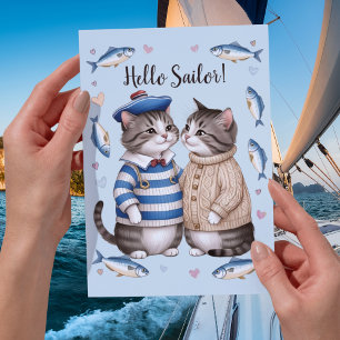 Sailor cat Valentine Nautical Fishman cat Kort