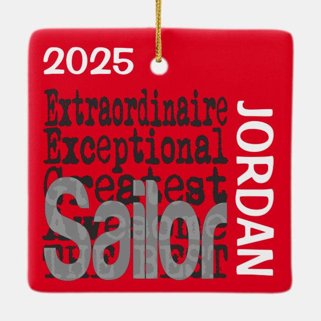 Sailor Extraordinaire-ANPASSNINGSBAR Julgransprydnad Keramik (Baksida)