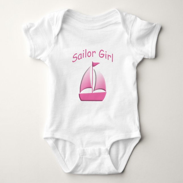 Sailor Girl Rosa Sailboat Bodydress T Shirt (Framsida)