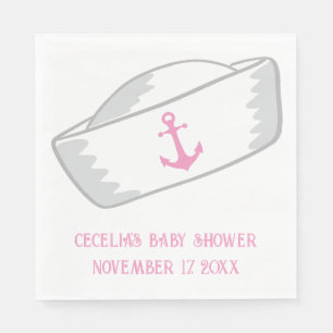 Sailor Hat Girl Nautical Baby Shower Pappersservett