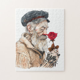 Sailor Holding Red Rose In Romantisailor; bottle s Pussel
