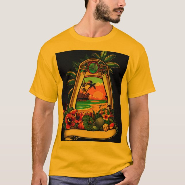 Sailor Jerry-Inspired Beach Tattoo Art T-Shirts" T Shirt (Framsida)