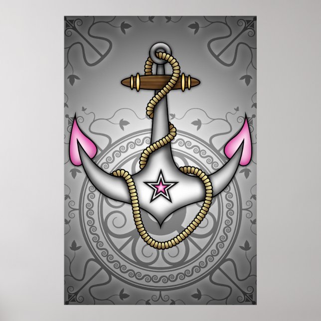Sailor Jerry Retro Tattoo Anchor Chic Grunge Poster (Framsidan)