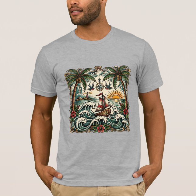 Sailor Jerry Style Tropisk Paradis T-Shirt – Tra (Framsida)