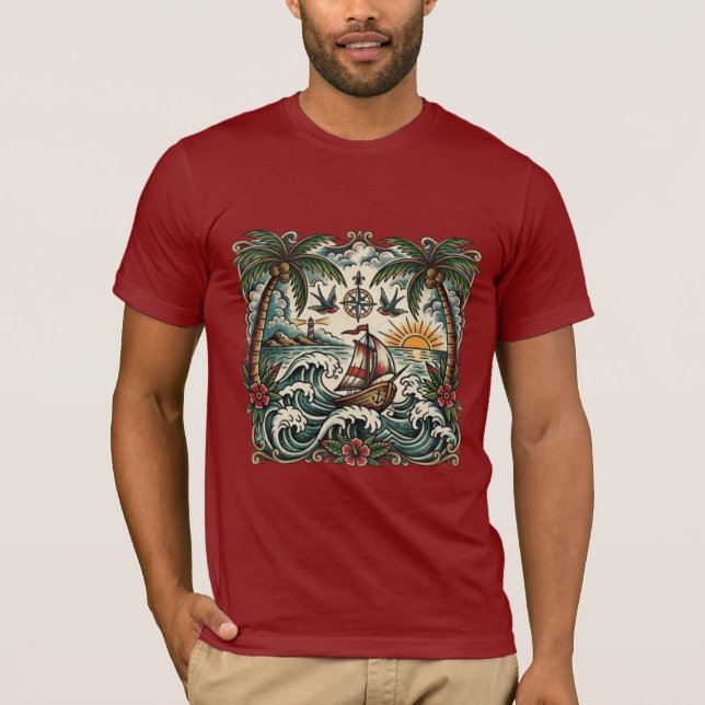 Sailor Jerry Style Tropisk Paradis T-Shirt – Tra (Framsida)
