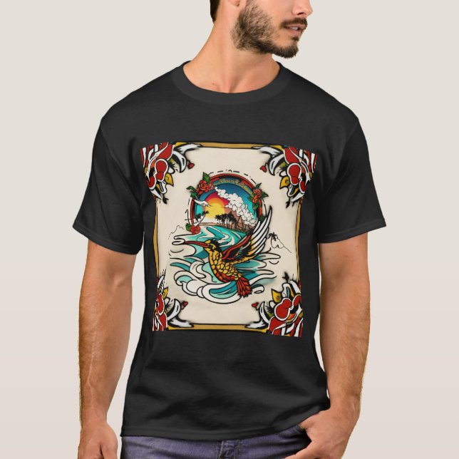 Sailor Jerry Vibes - Tropical Tattoo Art T-Shirt C (Framsida)
