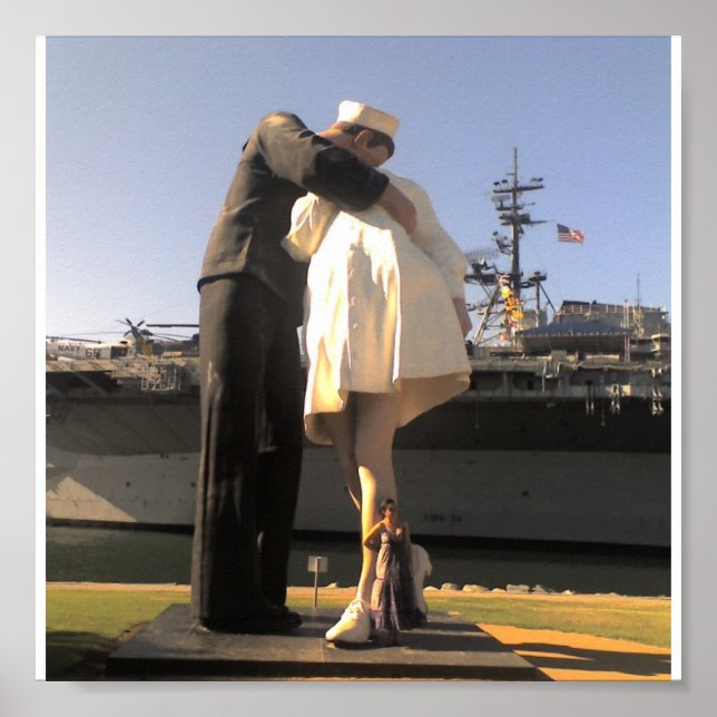 Sailor kissing Nurse in San Diego Print Poster (Framsidan)