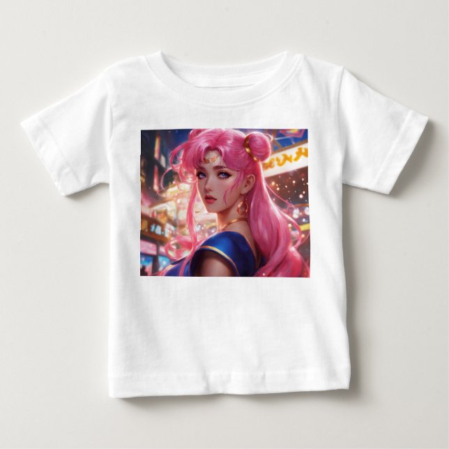 Sailor Måne med Rosa Hair T Shirt (Framsida)