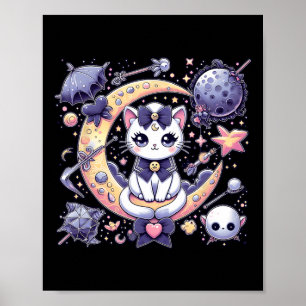 Sailor Meow Cute Måne Cat Space Magic Gothic Hallo Poster