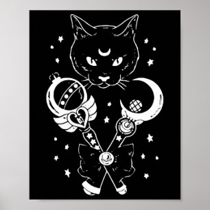 Sailor Meow Cute Måne Cat Space Magic Gothic Hallo Poster