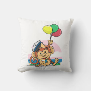 Sailor Monkey med färgstarka bubblor Kudde