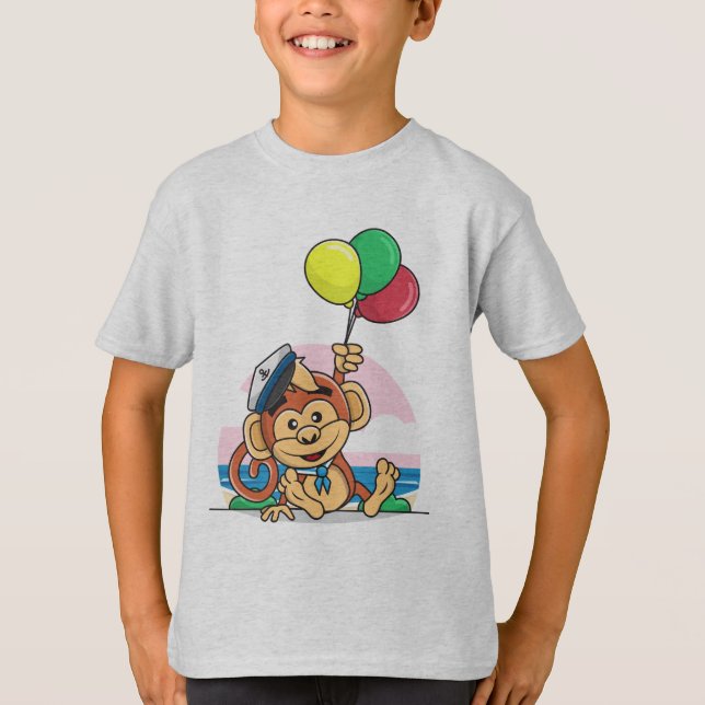 Sailor Monkey med färgstarka bubblor T Shirt (Framsida)