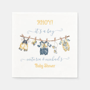 Sailor Nautical Ahoy Boy Shower Clothesline Pappersservett