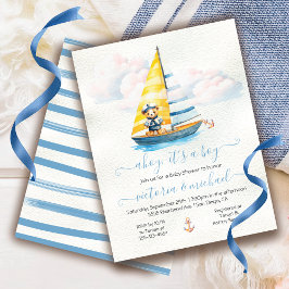 Sailor Nautical Ahoy Boy Shower Sailboat Inbjudningar