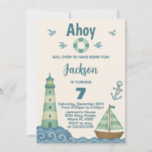 Sailor Nautical Birthday bjudande Inbjudningar