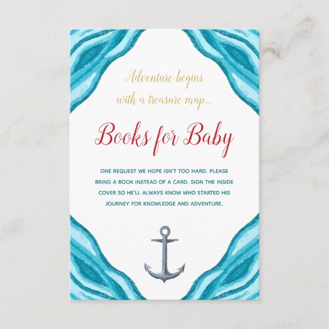 Sailor Nautical Bokar for Baby Enclosure Card Tilläggskort (Framsida)