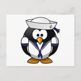 Sailor Penguin Cute Tecknad Vykort