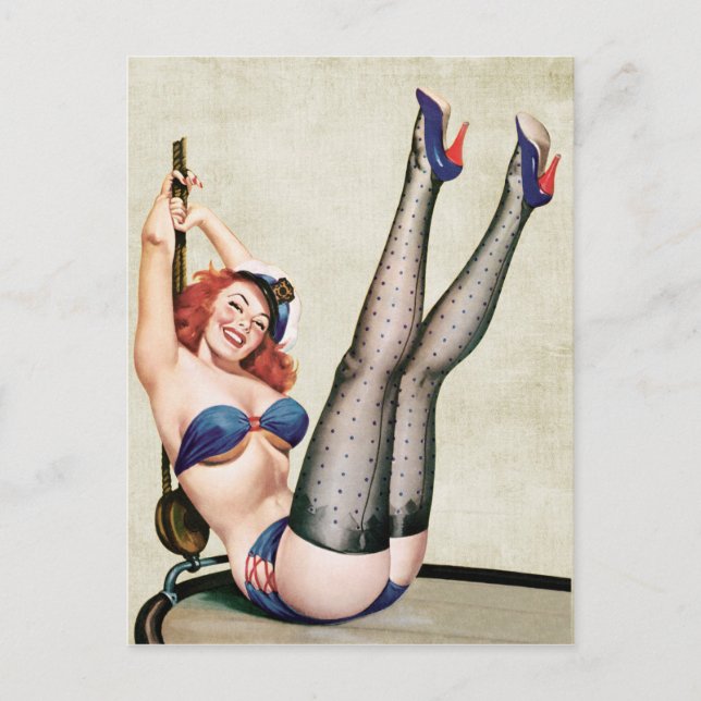 Sailor Pin Up Girl Vykort (Framsida)